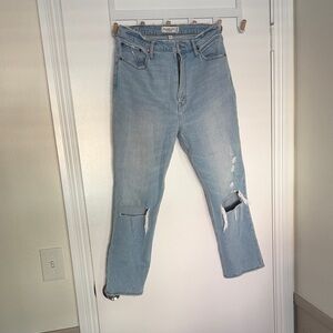 Distressed Light Blue Jeans a&f curve love